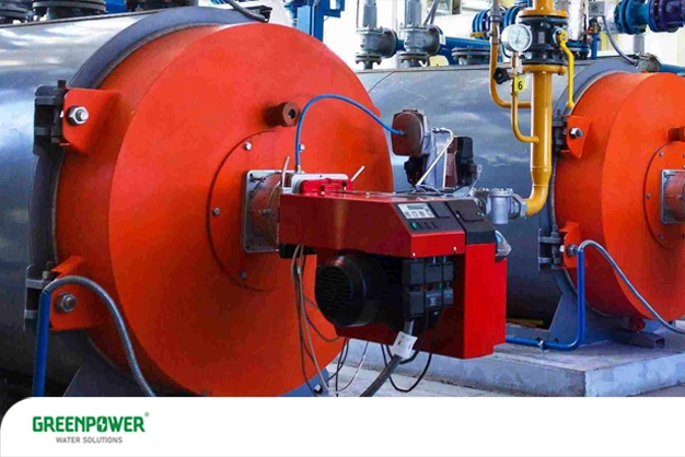 نمایی از دیگ بخار چگالشی مورد استفاده در فرایند پیش‌گرمایش صنعتی، مجهز به مشعل و تجهیزات کنترلی پیشرفته برای بهبود راندمان و مدیریت بهتر آب تغذیه بویلر در سیستم‌های بخار.