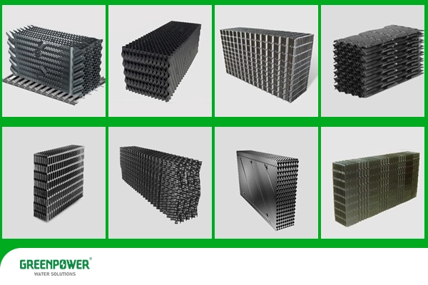 انواع پکینگ برج خنک کننده در تصویر نشان داده شده است.