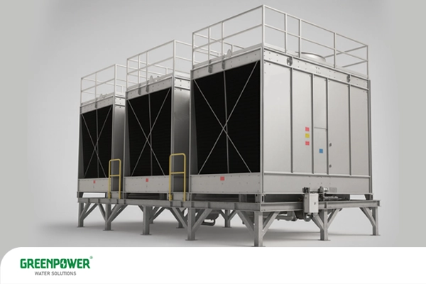 برج خنک‌کننده گالوانیزه صنعتی با بدنه فلزی مقاوم، مناسب سیستم‌های سرمایشی و تهویه مطبوع