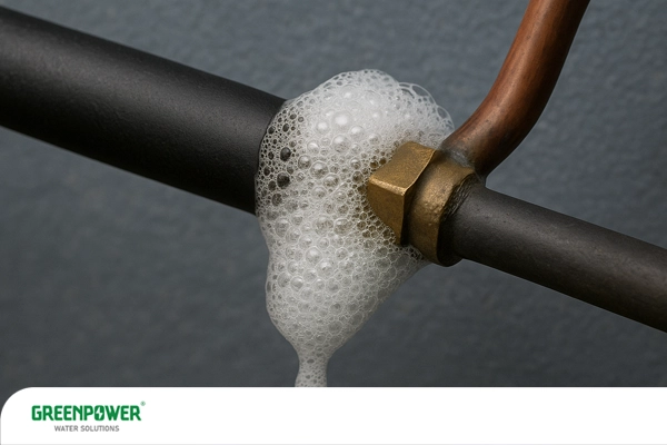 نشتی گاز مبرد از لوله گاز را نشان میدهد.