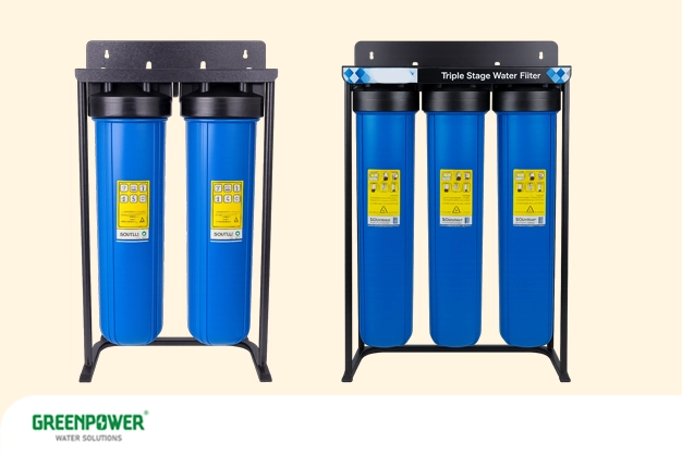 هوزینگ تصفیه آب دو مرحله‌ای و سه مرحله‌ای برای سیستم‌های پیش‌فیلتر خانگی و صنعتی، مناسب برای توضیح این‌که هوزینگ تصفیه آب چیست و چه تعداد مراحل مختلفی دارد